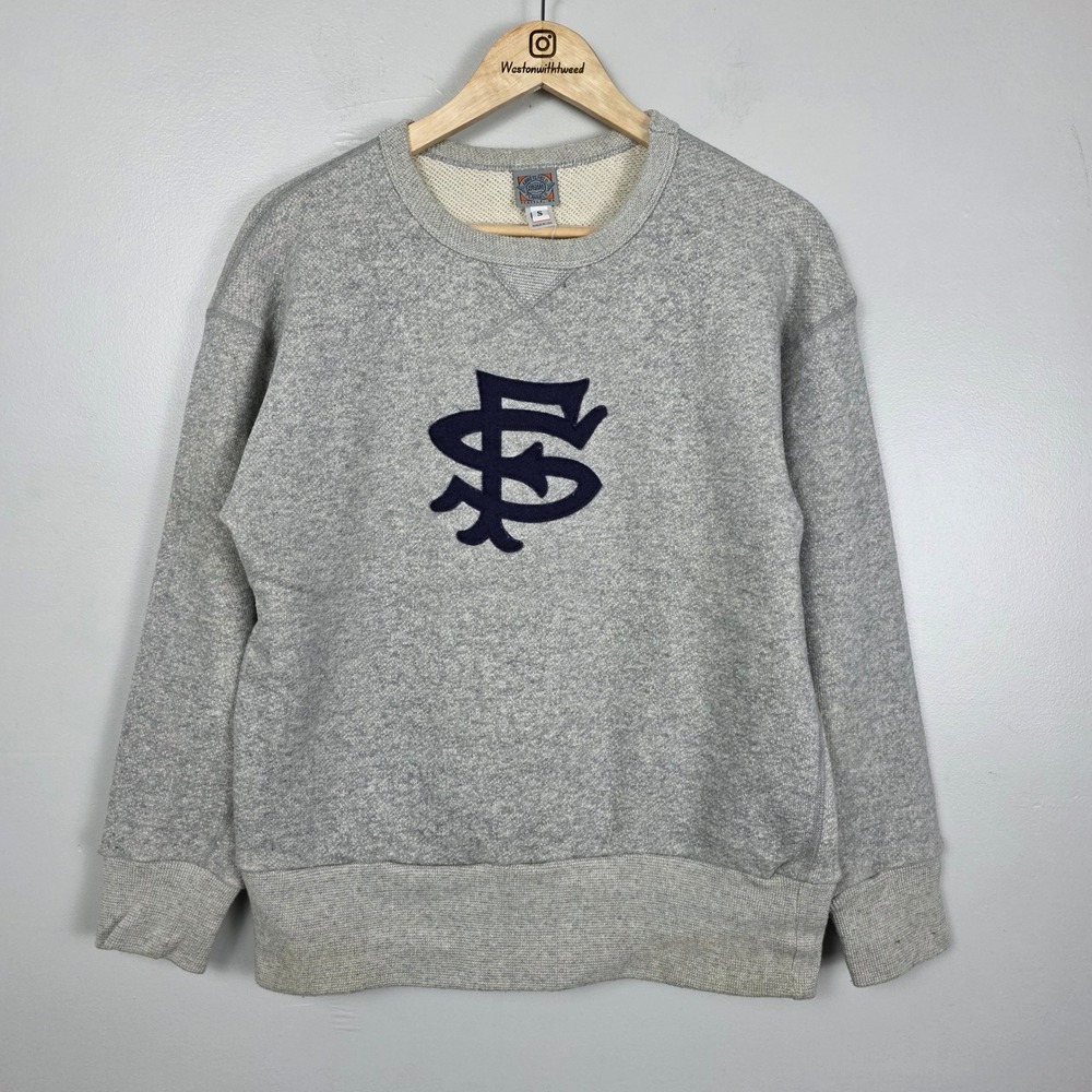 Ebbets Field Flannels Mens SF Logo Sweatshirt Heather Gray Cotton Made in USA S